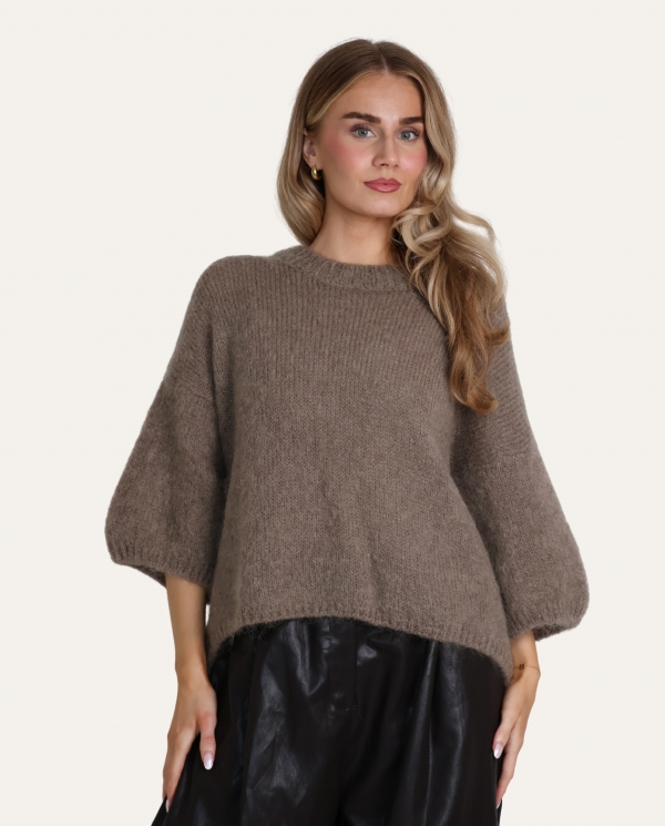 Mohair Slub Knit Cropped Sleeve Jumper - Terminal 1 Clothing