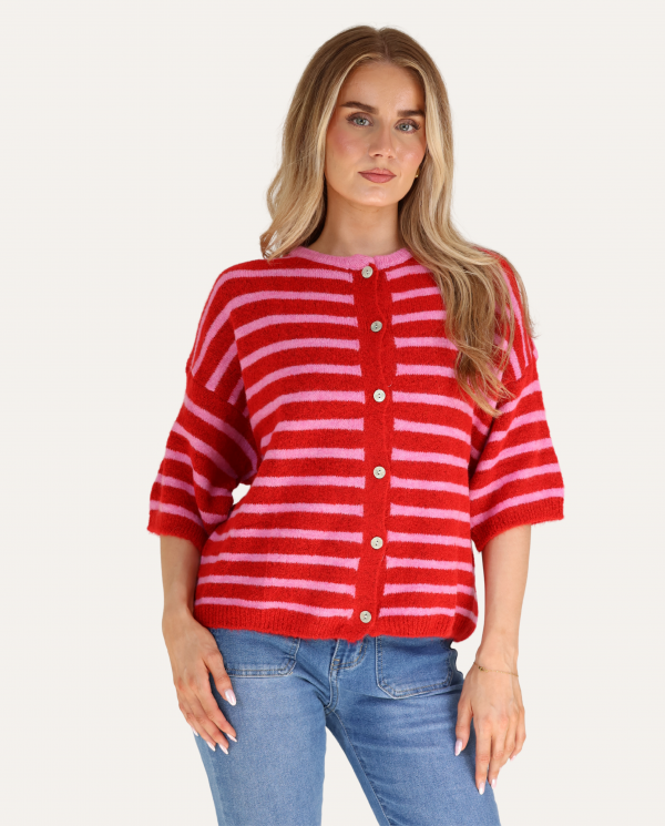 Striped Baby Alpaca Cardigan (Short Sleeve) - Terminal 1 Clothing