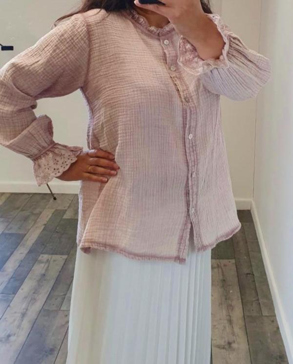 Broderie Frill Trim Blouse - Terminal 1 Clothing