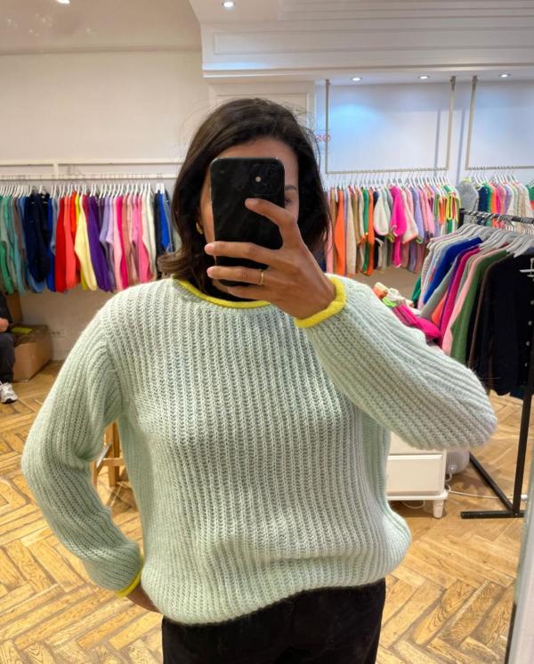 Long Sleeve Contrast Trim Mohair Jumper - Terminal 1 Clothing