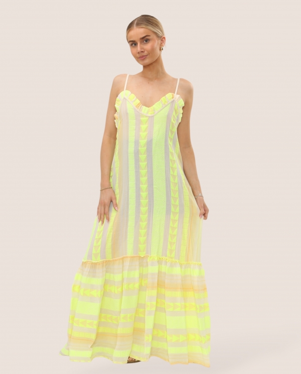 Premium Aztec Embroidered Strappy Maxi Dress - Terminal 1 Clothing