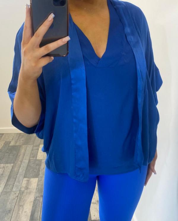 Satin Trim Crepe Jacket - Terminal 1 Clothing